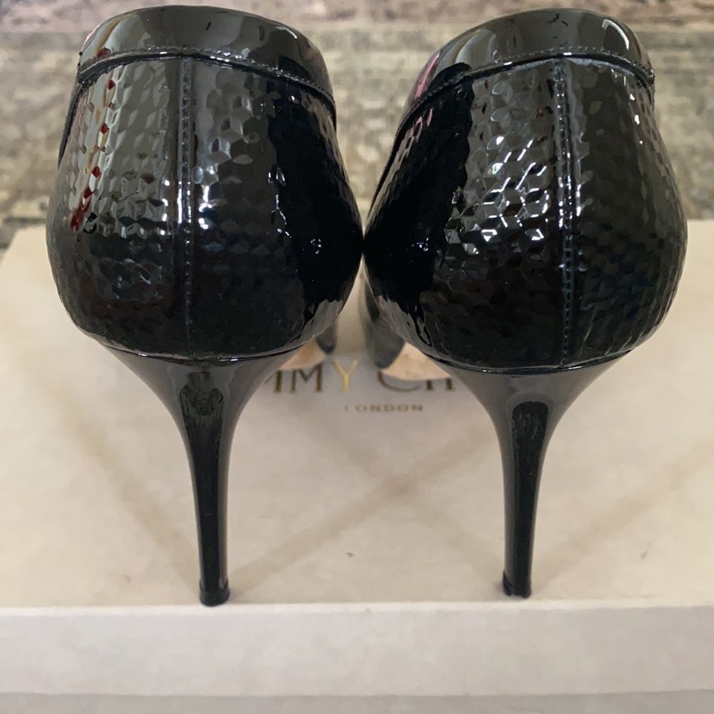 Jimmy Choo Cubed Print Patent Heel in Black - Picture 4 of 6